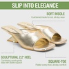 image:imageVepose Womens Square Open Toe Heeled Sandals Sculptural Low HeelsGold