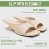 image:imageVepose Womens Square Open Toe Heeled Sandals Sculptural Low HeelsNude