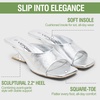 image:imageVepose Womens Square Open Toe Heeled Sandals Sculptural Low HeelsSilver