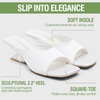 image:imageVepose Womens Square Open Toe Heeled Sandals Sculptural Low HeelsWhite