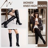 image:imageVepose Womens Suede Thigh High Tall Chunky Platform Over The Knee BootsBlack Pu