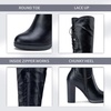 image:imageVepose Womens Suede Thigh High Tall Chunky Platform Over The Knee BootsBlack Pu
