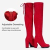image:imageVepose Womens Suede Thigh High Tall Chunky Platform Over The Knee BootsRed
