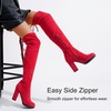 image:imageVepose Womens Suede Thigh High Tall Chunky Platform Over The Knee BootsRed