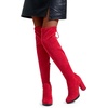 image:imageVepose Womens Suede Thigh High Tall Chunky Platform Over The Knee BootsRed
