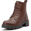 image:imageVepose Womens LaceUp Combat Ankle Boots with Chunky Platform HeelCognac