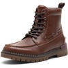 image:imageVepose Womens Moc Toe Ankle Combat Boots Lace Up Retro Low Heel BootiesBrown