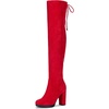 image:imageVepose Womens Suede Thigh High Tall Chunky Platform Over The Knee BootsRed
