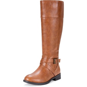 image:imageVepose Womens Knee High Riding Boots with Buckle and Inside ZipperBrown