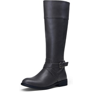 image:imageVepose Womens Knee High Riding Boots with Buckle and Inside ZipperGrey