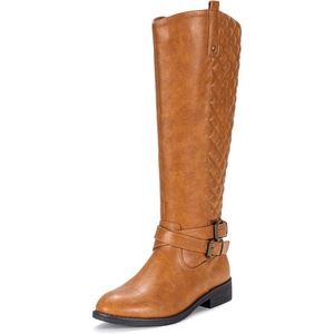 image:imageVepose Womens Knee High Riding Boots with Buckle and Inside ZipperRetro Camel