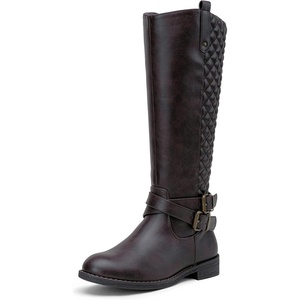 image:imageVepose Womens Knee High Riding Boots with Buckle and Inside ZipperRetro Dark Brown