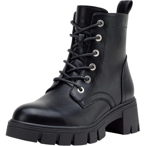 image:imageVepose Womens LaceUp Combat Ankle Boots with Chunky Platform HeelBlack