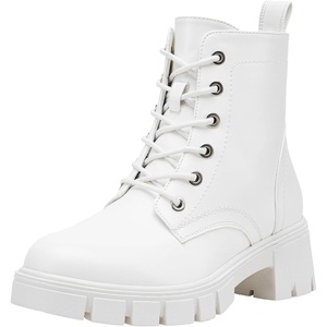 image:imageVepose Womens LaceUp Combat Ankle Boots with Chunky Platform HeelWhite