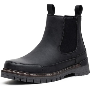image:imageVepose Womens Chelsea Ankle Round Toe Boots Pull On Lug Sole BootiesBlack