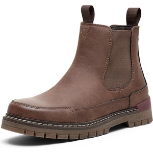 image:imageVepose Womens Chelsea Ankle Round Toe Boots Pull On Lug Sole BootiesCoffee