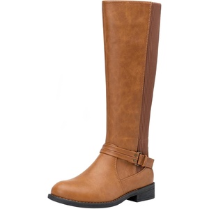 image:imageVepose Womens Knee High Riding Boots Low Heel Tall Boots with ZipperCamel Brown
