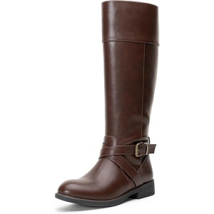 image:imageVepose Womens Knee High Riding Boots with Buckle and Inside ZipperChocolate