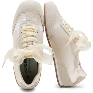 image:imageVepose Womens Square Toe Ballet Sneakers Dressy Satin LaceUp TrainersBeige