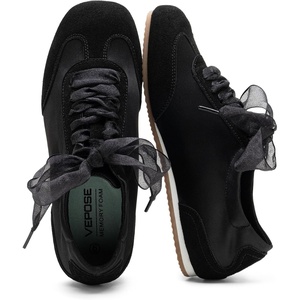 image:imageVepose Womens Square Toe Ballet Sneakers Dressy Satin LaceUp TrainersBlack