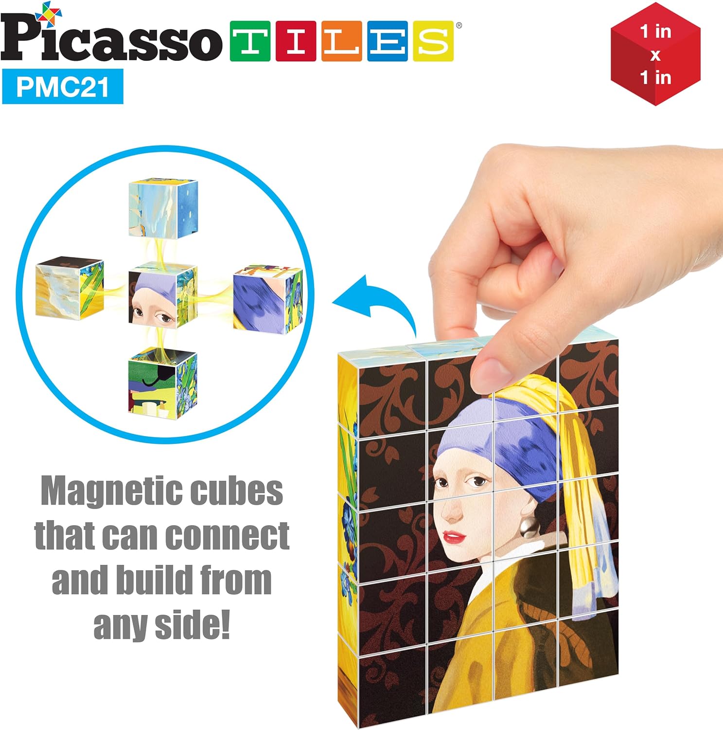 Picasso Cubes 20 pcs Magnetic Cube Puzzle 6in1 Vehicle Theme Pattern Magnet Brain Teaser Cubes Building Block 120 Pictures Toy Set Kids Ages 3  Up Preschool Children Promotes Problem PMC24FrameArt 20PC