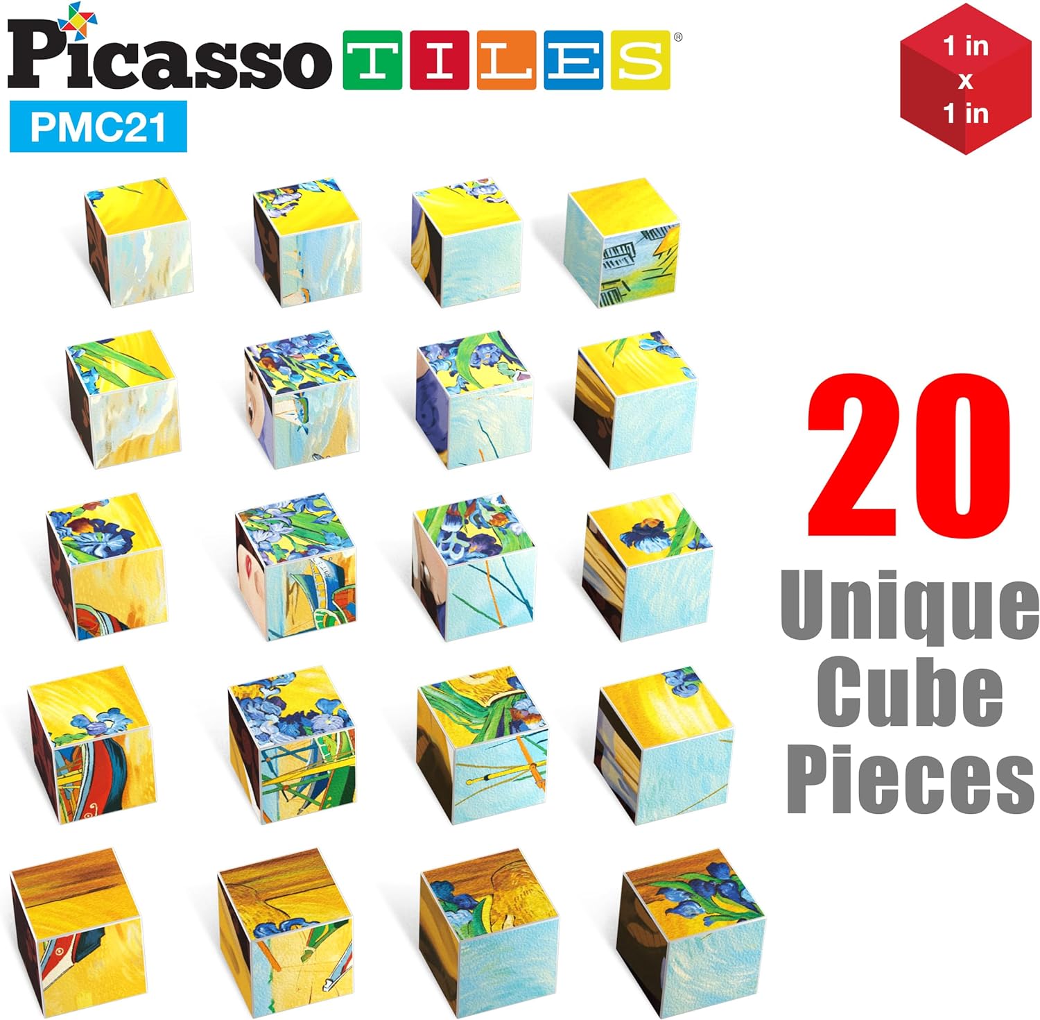 Picasso Cubes 20 pcs Magnetic Cube Puzzle 6in1 Vehicle Theme Pattern Magnet Brain Teaser Cubes Building Block 120 Pictures Toy Set Kids Ages 3  Up Preschool Children Promotes Problem PMC24FrameArt 20PC