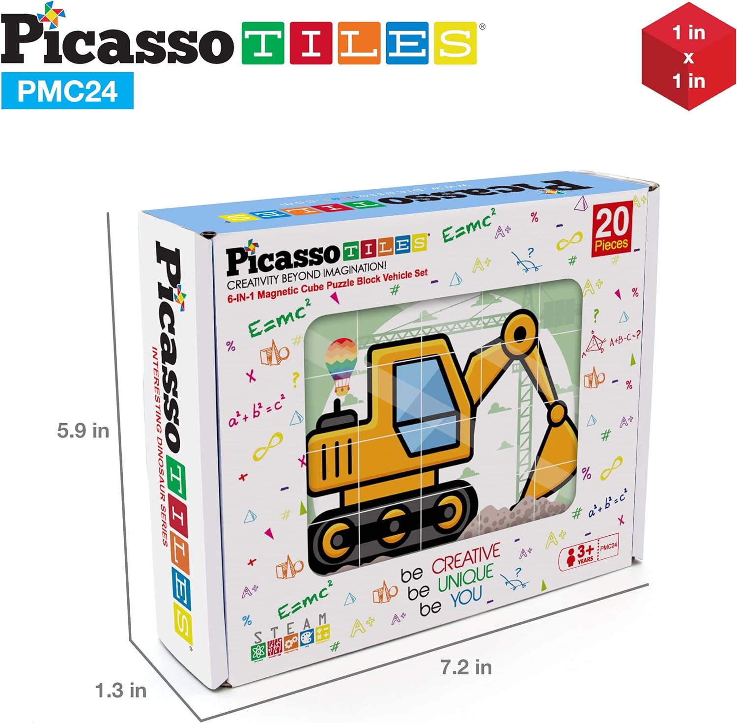 Picasso Cubes 20 pcs Magnetic Cube Puzzle 6in1 Vehicle Theme Pattern Magnet Brain Teaser Cubes Building Block 120 Pictures Toy Set Kids Ages 3  Up Preschool Children Promotes Problem PMC24Car 20PC