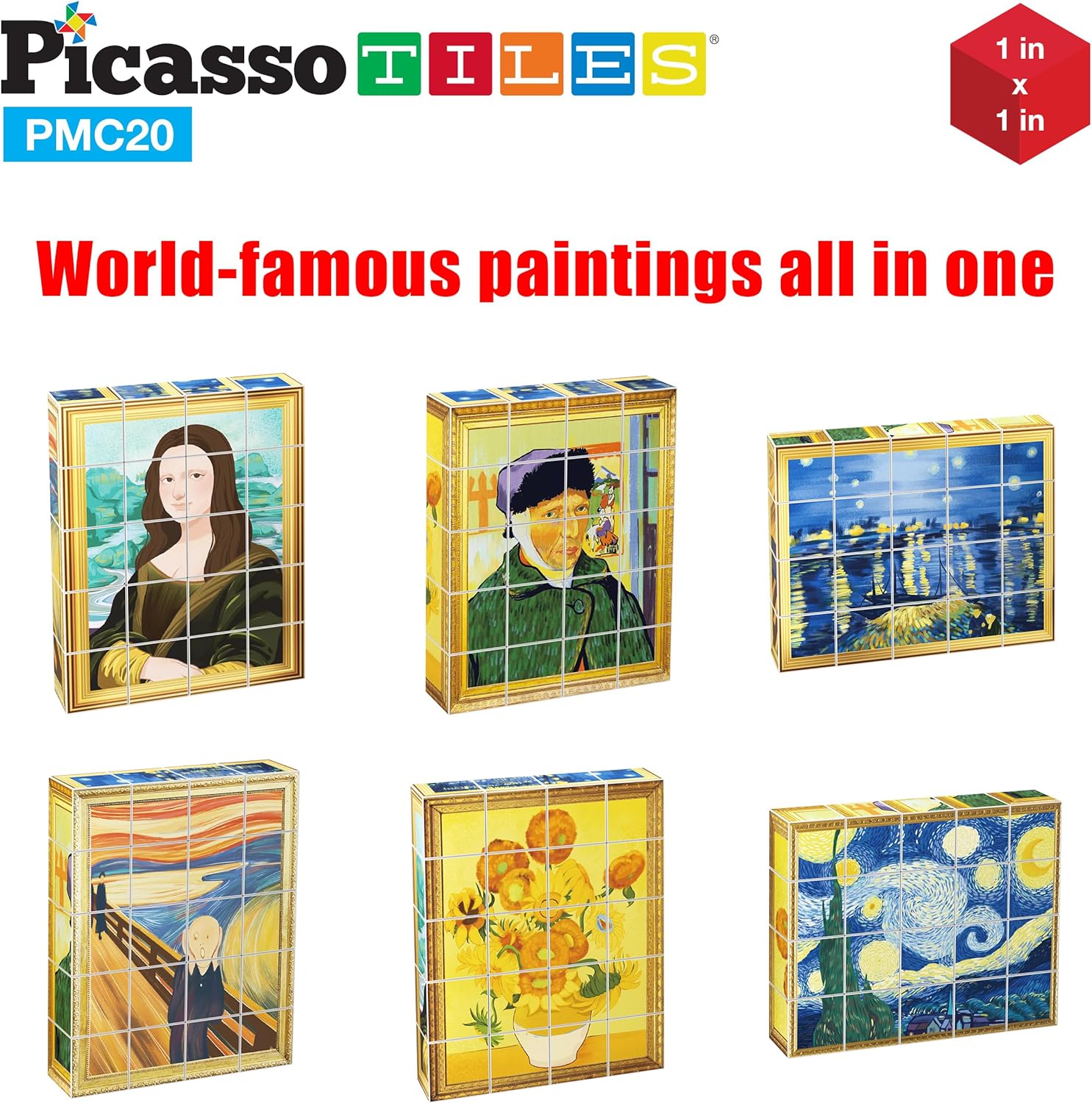 Picasso Cubes 20 pcs Magnetic Cube Puzzle 6in1 Vehicle Theme Pattern Magnet Brain Teaser Cubes Building Block 120 Pictures Toy Set Kids Ages 3  Up Preschool Children Promotes Problem PMC24Art 20PC
