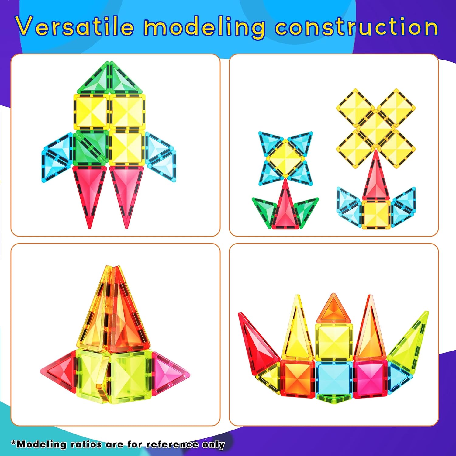 PicassoTiles 71pc Mini Diamond Series Winter Ice Theme Magnetic Tile Building Blocks 2 Character Action Figures Travel Size OnTheGo Magnet Construction Toy Set STEM Development Kit Ages 3 PTM7112pc