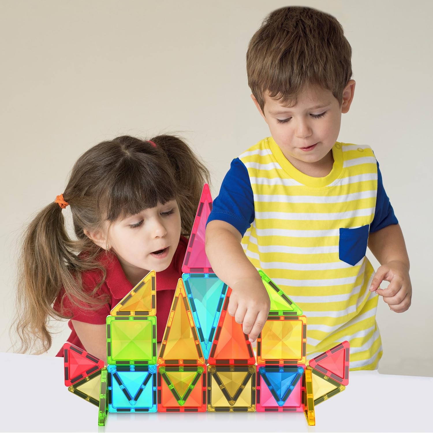 PicassoTiles 71pc Mini Diamond Series Winter Ice Theme Magnetic Tile Building Blocks 2 Character Action Figures Travel Size OnTheGo Magnet Construction Toy Set STEM Development Kit Ages 3 PTM7124pc