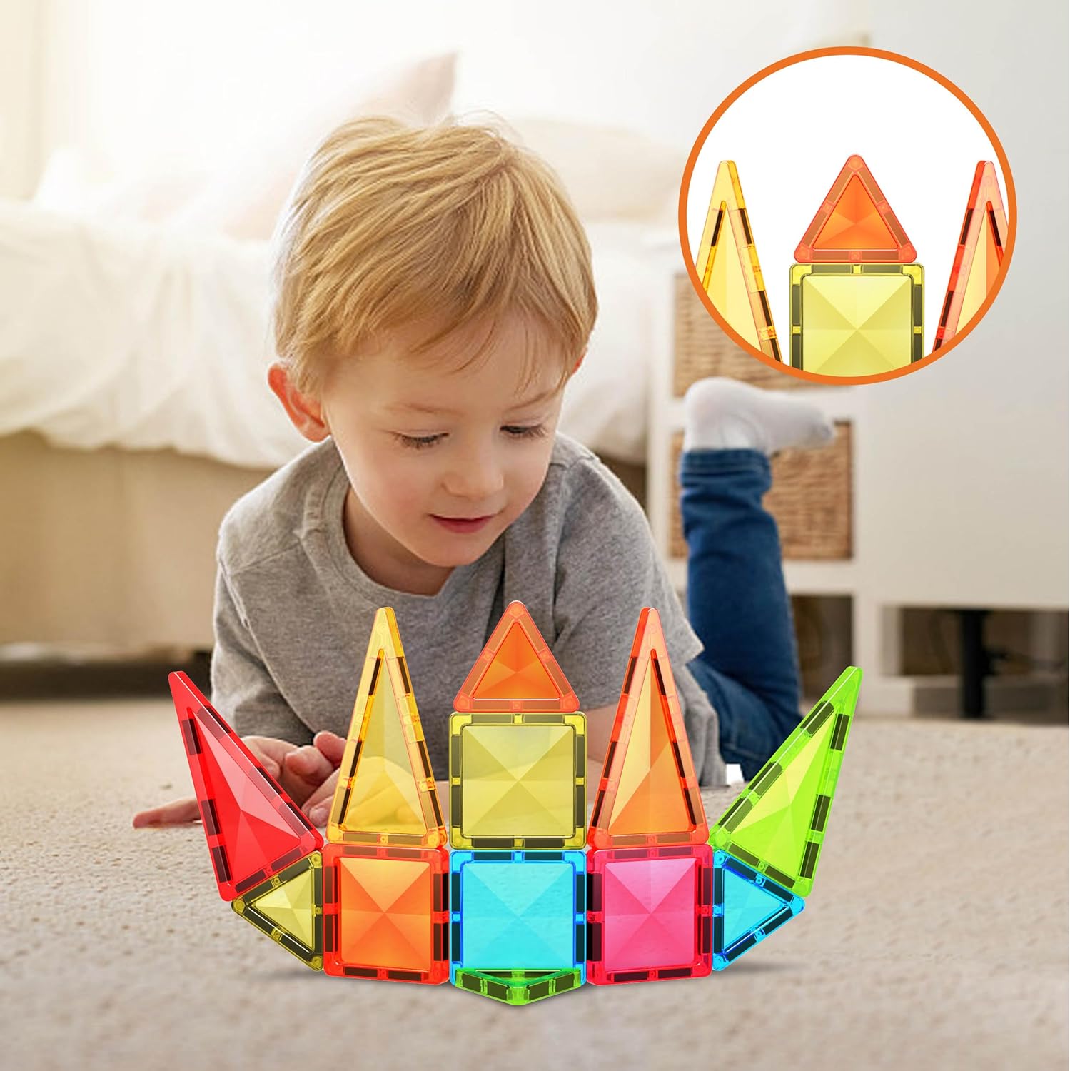 PicassoTiles 71pc Mini Diamond Series Winter Ice Theme Magnetic Tile Building Blocks 2 Character Action Figures Travel Size OnTheGo Magnet Construction Toy Set STEM Development Kit Ages 3 PTM7112pc