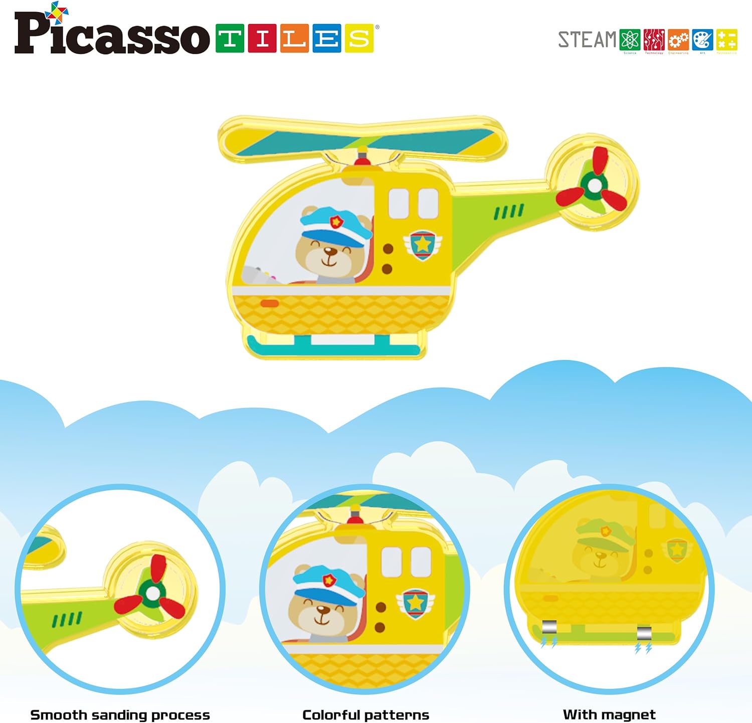 PicassoTiles 8pc Magnet Tile Building Blocks 8 Marine Animal Action Figures Compatible Magnetic Accessory Playset Tiles Kids Toys STEM Educational Learning Preschool Toddler Girls Boys Age 3 PTA25Metro