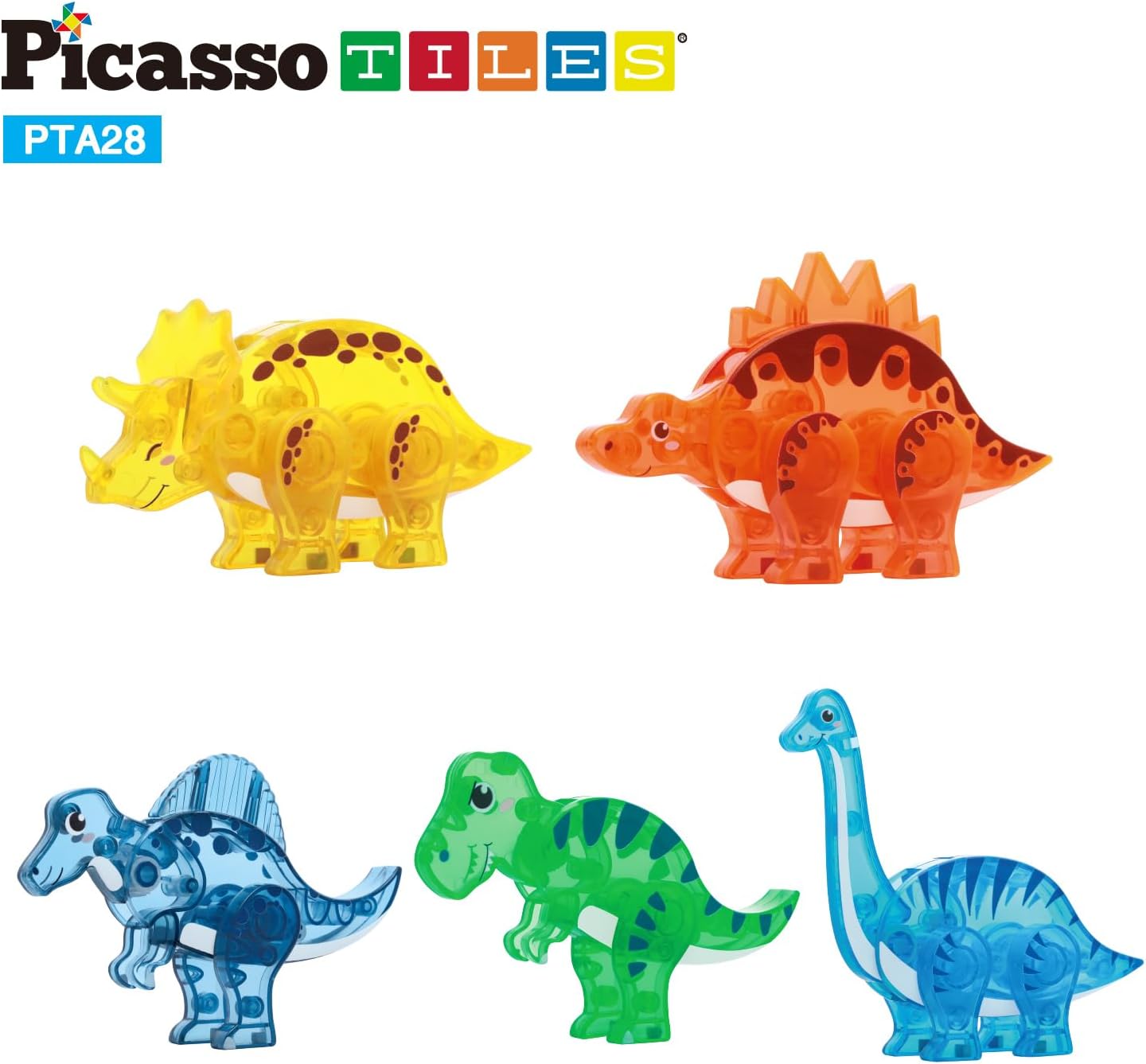 PicassoTiles 8pc Magnet Tile Building Blocks 8 Marine Animal Action Figures Compatible Magnetic Accessory Playset Tiles Kids Toys STEM Educational Learning Preschool Toddler Girls Boys Age 3 PTA25MixMatch5