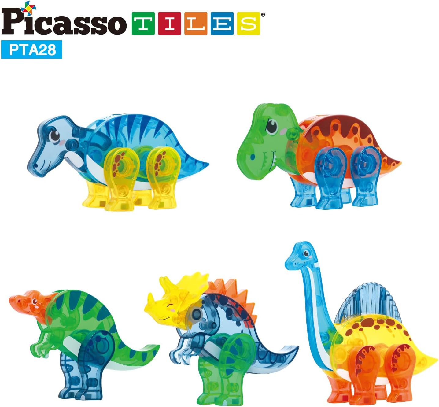 PicassoTiles 8pc Magnet Tile Building Blocks 8 Marine Animal Action Figures Compatible Magnetic Accessory Playset Tiles Kids Toys STEM Educational Learning Preschool Toddler Girls Boys Age 3 PTA25MixMatch5