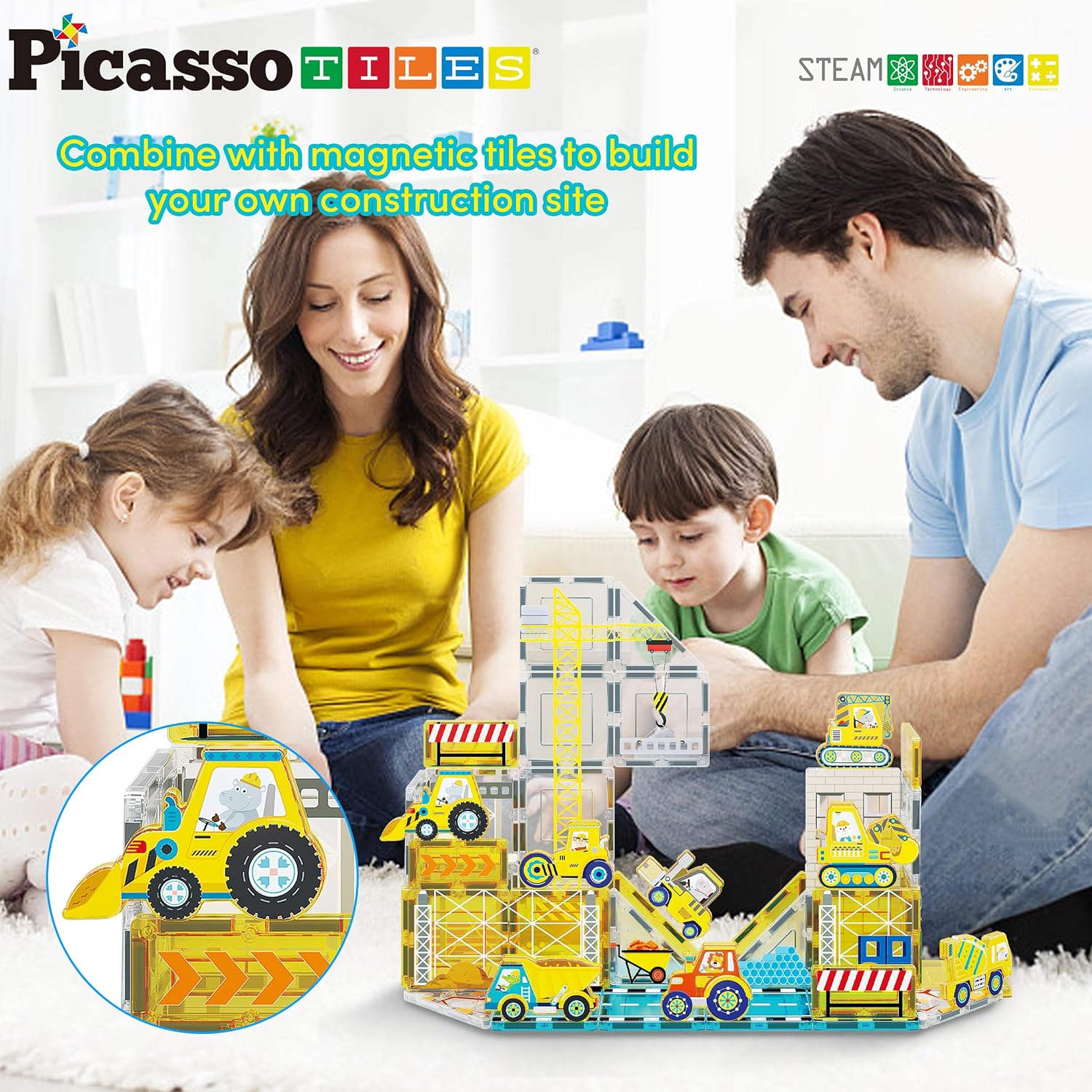 PicassoTiles 8pc Magnet Tile Building Blocks 8 Marine Animal Action Figures Compatible Magnetic Accessory Playset Tiles Kids Toys STEM Educational Learning Preschool Toddler Girls Boys Age 3 PTA25Construction