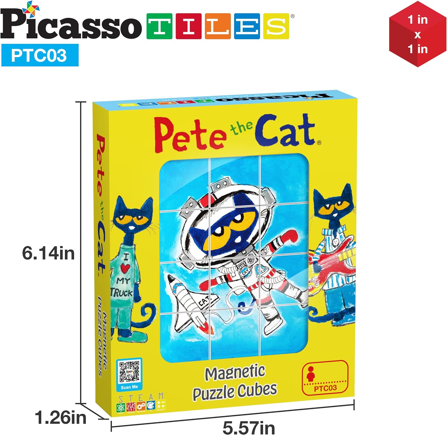 PicassoTiles Magnet Cube Winter Ice Themed Mix and Match Building Block Castle Construction Toy with 7 Magnetic Cubed Character Action Figures STEM Learning Education Sensory Pretend Play Age 3 PMC72Pete the Cat