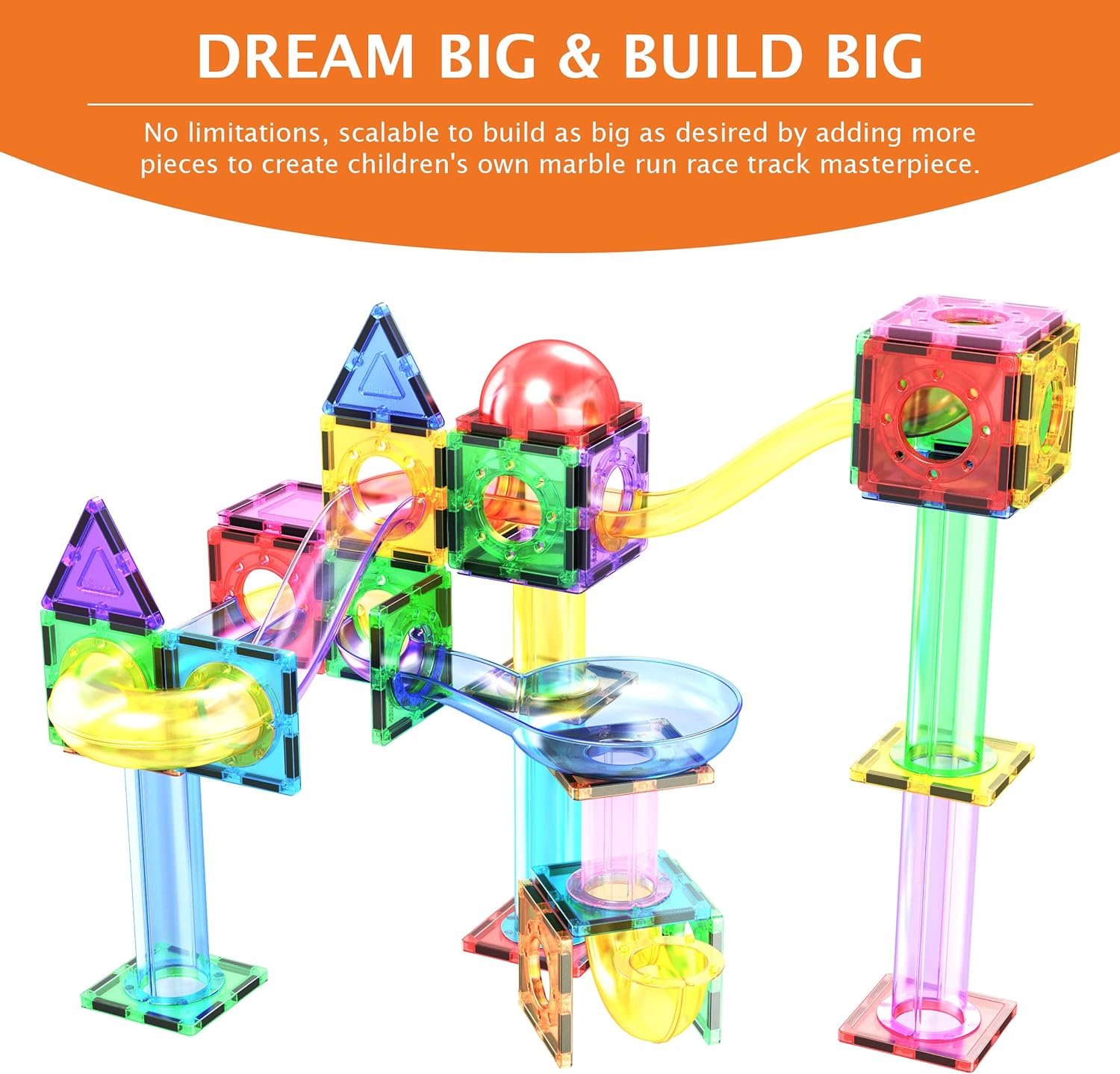 PicassoTiles Magnet Marble Run Tiles Pete The Cat Themed Character Marbles for Magnetic Building Block Construction Tile Maze Structures STEM Learning Pretend Play Fun Toys Girls Boys Ages 3 PTG02PTG70