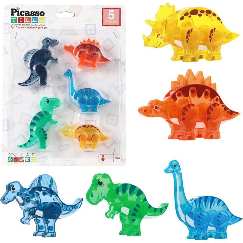 PicassoTiles 8pc Magnet Tile Building Blocks 8 Marine Animal Action Figures Compatible Magnetic Accessory Playset Tiles Kids Toys STEM Educational Learning Preschool Toddler Girls Boys Age 3 PTA25MixMatch5