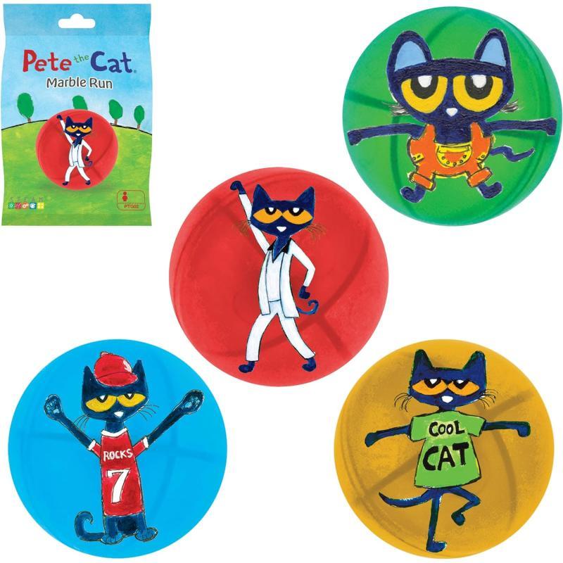 PicassoTiles Magnet Marble Run Tiles Pete The Cat Themed Character Marbles for Magnetic Building Block Construction Tile Maze Structures STEM Learning Pretend Play Fun Toys Girls Boys Ages 3 PTG02Pete the Cat 4PC