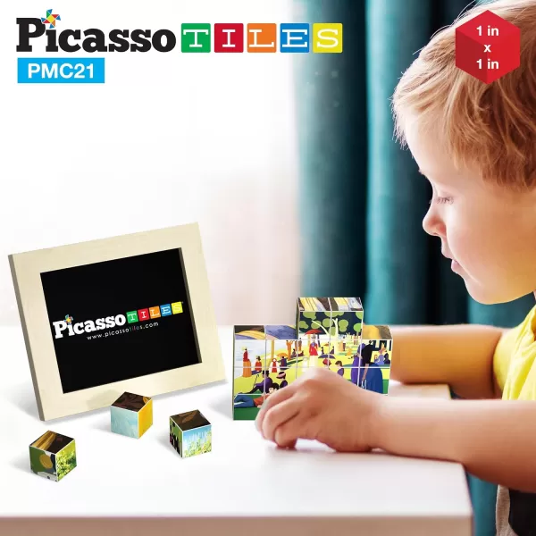 Picasso Cubes 20 pcs Magnetic Cube Puzzle 6in1 Vehicle Theme Pattern Magnet Brain Teaser Cubes Building Block 120 Pictures Toy Set Kids Ages 3  Up Preschool Children Promotes Problem PMC24FrameArt 20PC