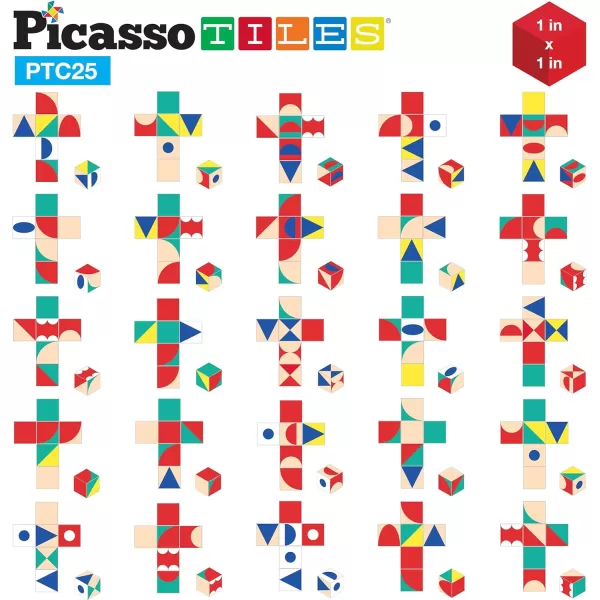Picasso Cubes 20 pcs Magnetic Cube Puzzle 6in1 Vehicle Theme Pattern Magnet Brain Teaser Cubes Building Block 120 Pictures Toy Set Kids Ages 3  Up Preschool Children Promotes Problem PMC24Baby 25PC
