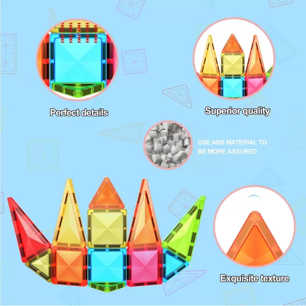 PicassoTiles 71pc Mini Diamond Series Winter Ice Theme Magnetic Tile Building Blocks 2 Character Action Figures Travel Size OnTheGo Magnet Construction Toy Set STEM Development Kit Ages 3 PTM7124pc