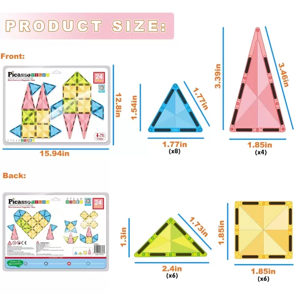 PicassoTiles 71pc Mini Diamond Series Winter Ice Theme Magnetic Tile Building Blocks 2 Character Action Figures Travel Size OnTheGo Magnet Construction Toy Set STEM Development Kit Ages 3 PTM7124pc