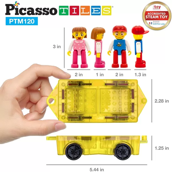 PicassoTiles 71pc Mini Diamond Series Winter Ice Theme Magnetic Tile Building Blocks 2 Character Action Figures Travel Size OnTheGo Magnet Construction Toy Set STEM Development Kit Ages 3 PTM71120pc