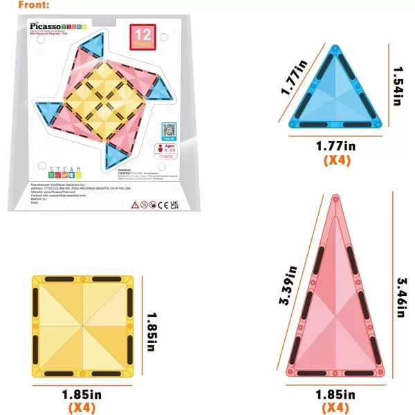 PicassoTiles 71pc Mini Diamond Series Winter Ice Theme Magnetic Tile Building Blocks 2 Character Action Figures Travel Size OnTheGo Magnet Construction Toy Set STEM Development Kit Ages 3 PTM7112pc