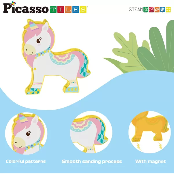 PicassoTiles 8pc Magnet Tile Building Blocks 8 Marine Animal Action Figures Compatible Magnetic Accessory Playset Tiles Kids Toys STEM Educational Learning Preschool Toddler Girls Boys Age 3 PTA25Farm