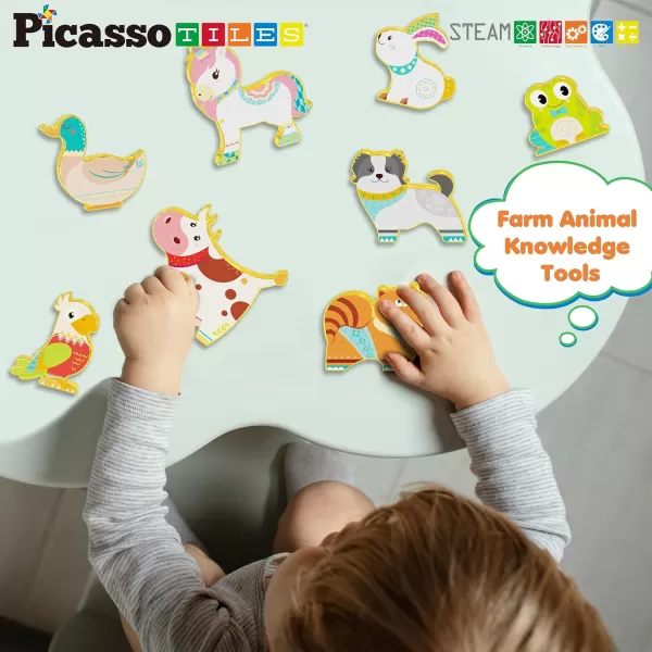PicassoTiles 8pc Magnet Tile Building Blocks 8 Marine Animal Action Figures Compatible Magnetic Accessory Playset Tiles Kids Toys STEM Educational Learning Preschool Toddler Girls Boys Age 3 PTA25Farm