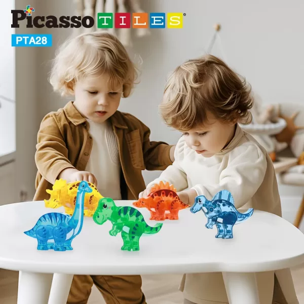 PicassoTiles 8pc Magnet Tile Building Blocks 8 Marine Animal Action Figures Compatible Magnetic Accessory Playset Tiles Kids Toys STEM Educational Learning Preschool Toddler Girls Boys Age 3 PTA25MixMatch5