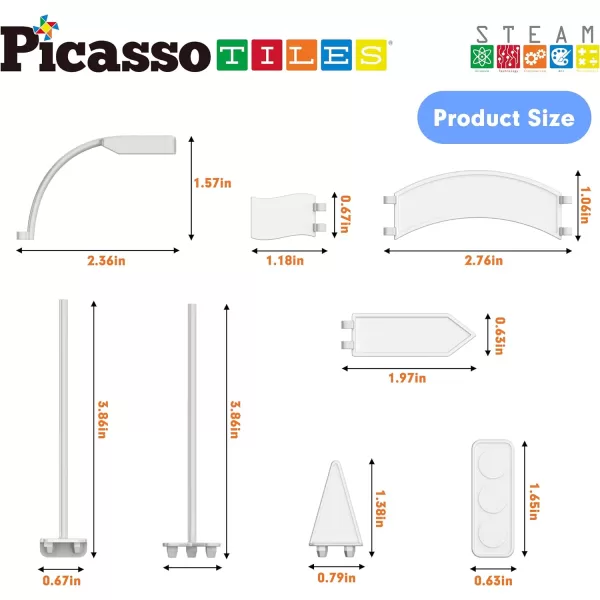 PicassoTiles Dinosaur Magnet Tile Race Car Track with 8 Magnetized Action Figures 2 Cars Accessory Street Sign Kit Magnetic Tiles Construction Building Block Pretend Play Education Toy Ages 3 PTR02Traffic Sign