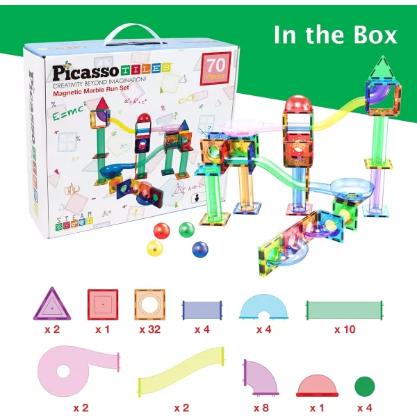 PicassoTiles Magnet Marble Run Tiles Pete The Cat Themed Character Marbles for Magnetic Building Block Construction Tile Maze Structures STEM Learning Pretend Play Fun Toys Girls Boys Ages 3 PTG02PTG70